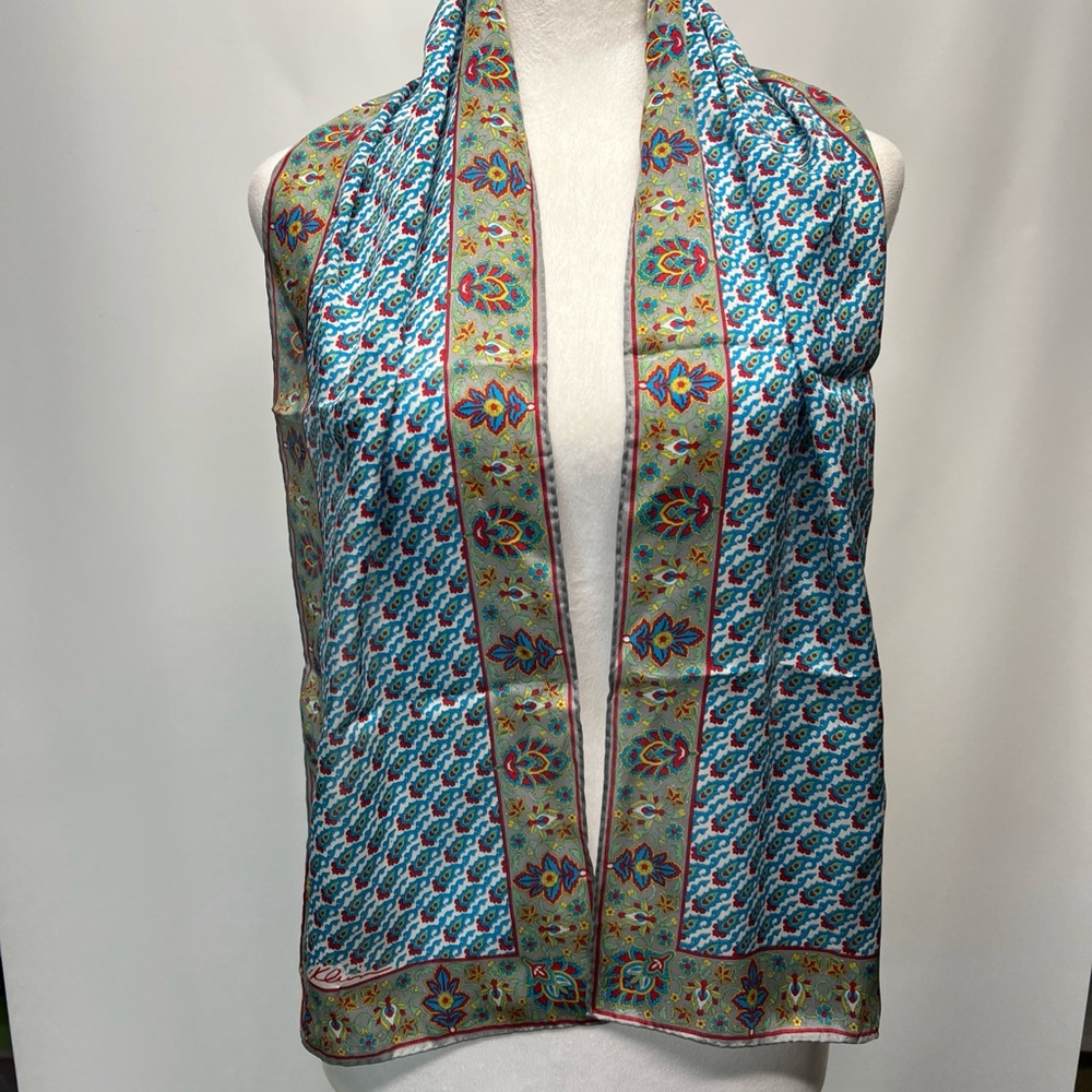 Anne Klein vintage silk rectangle scarf 10” x 52” paisley